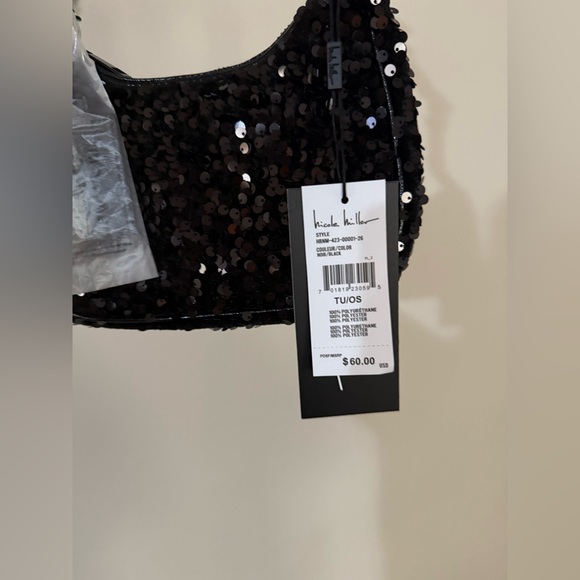 NICOLE MILLER NWT Black Sequin Baguette Bag - $60 Retail - No Cancels - Picture 4 of 5